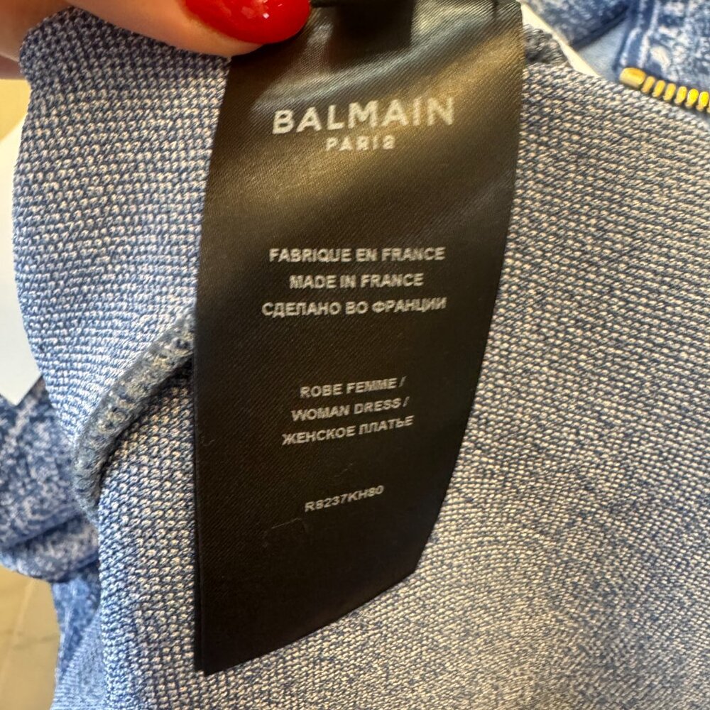 Balmain Denim Jacquard Knit Mini Dress - Size 40 - Picture 12 of 12